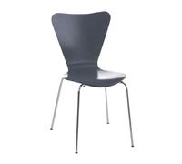 CLP Silla de Visita Apilable Calisto I Silla de Comedor Apilable & Asiento de Madera I Silla de Cocina con Base de Metal, Color:Gris