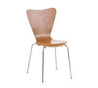 CLP Silla de Visita Apilable Calisto I Silla de Comedor Apilable & Asiento de Madera I Silla de Cocina con Base de Metal, Color:Roble