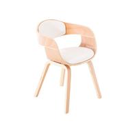 CLP Silla De Visita Kingston En Símil Cuero I Silla De Madera con Respaldo Semi-Curvado I Butaca De Salón En Estilo Escandinavo, Color:Natural/Blanco