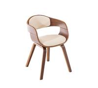 CLP Silla De Visita Kingston En Símil Cuero I Silla De Madera con Respaldo Semi-Curvado I Butaca De Salón En Estilo Escandinavo, Color:Nuez/Crema