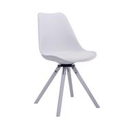 Silla De Visita Nórdica Troyes Rund Tapizada En Cuero PU I Butaca De Salón Comedor Giratoria & con Base De Madera I Color:, Color:Blanco, Color del Marco:Blanco
