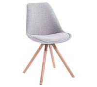 Silla de Visita Toulouse Rund en Tela I Silla Comedor con Respaldo I Silla de Espera con Base de Madera I Butaca de Salón Nórdica I Color:, Color:Gris, Color del Marco:Natura