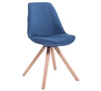 Silla de Visita Toulouse Squar en Tela I Silla Comedor con Respaldo I Silla de Espera con Base de Madera I Butaca de Salón Nórdica I Color:, Color:Azul, Color del Marco:Natura
