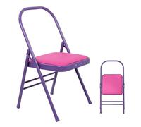 Silla de yoga con soporte lumbar, marco de metal plegable para Iyengar y Pilates, silla de inversión de yoga en gris, negro y morado, ideal para una práctica cómoda