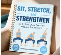Silla de yoga para personas mayores de 60 años, portada de ilustración para 3 personas con tabla de ejercicios, poses suaves para pérdida de peso y movilidad, guía de entrenamiento para personas