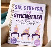 Silla de yoga para personas mayores de 60 años, portada de ilustración para 3 personas con tabla de ejercicios, poses suaves para pérdida de peso y movilidad, guía de entrenamiento para personas