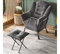 Silla decorativa con otomana, cómoda silla de lectura con reposapiés para sala de estar, dormitorio o dormitorio, sillón de ocio para relajarse