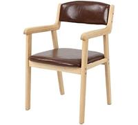 Silla decorativa de cuero con brazos, cómoda silla de comedor tapizada, silla moderna para sala de estar con patas de madera, silla de escritorio para cocina, dormitorio, esquina pequeña