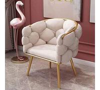 Silla decorativa de terciopelo blanco, diseño moderno con estructura estable de metal, perfecta para dormitorio o sala de estar, cómoda silla de sofá para el hogar o tienda, elegante banco de tocador