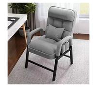 Silla decorativa de terciopelo con almohada lumbar y marco de metal, silla individual gris para sala de estar, sillón pequeño ergonómico moderno con altura ajustable y bolsillo lateral