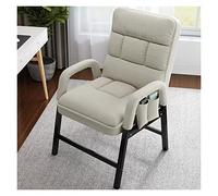 Silla decorativa de terciopelo con almohada lumbar y marco de metal, sillón pequeño ergonómico moderno para sala de estar, silla individual ajustable con bolsillo lateral, color amarillo