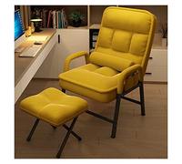 Silla decorativa de terciopelo para sala de estar, cómoda silla de descanso con respaldo de 6 velocidades, silla de lectura amarilla para dormitorio