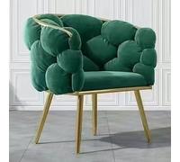 Silla decorativa de terciopelo verde de lujo, sillón tapizado moderno y esponjoso con patas doradas, elegante silla de maquillaje para dormitorio, sala de estar, cafetería y decoración de tocador