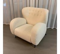 Silla decorativa moderna de lana de cordero suave, acogedora silla de sofá para sala de estar o dormitorio, diseño elegante y cómodo, perfecto para decoración del hogar