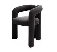 Silla decorativa moderna, silla lateral tapizada de franela sin brazos para | Asiento de acero al carbono resistente, acogedor asiento de lectura, fácil de montar, decoración del hogar (negro)
