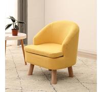 Silla decorativa, tapizada de tela de lino, silla moderna de mediados de siglo, cómoda silla de sofá copetuda para dormitorio y sala de estar, perfecta para leer