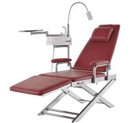 Silla dental portátil LED con brazo de luz giratorio de 360°, escupida y bandeja para aplicaciones médicas y de belleza