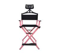 Silla Director Plegable Silla plegable de aluminio for exteriores, taburete de maquillaje for estudio de fotografía, asiento de director, sillas de camping compactas y portátiles.(Pink with pillow)