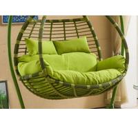 Silla doble impermeable de ratán con forma de huevo, hamaca colgante para 2 personas con cojines, ideal para relajarse al aire libre y decoración de patio (alfombra no incluida)