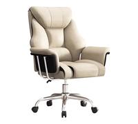 Silla ejecutiva de Cuero con Respaldo Alto, Silla de Escritorio giratoria Ajustable con Ruedas oficinas en casa y escritorios de Jefes (Talla única, Blanco)