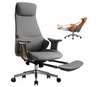 Silla ejecutiva de cuero genuino de grano superior, silla giratoria ergonómica con ruedas y reposabrazos lumbares ideal para oficinas salas de reuniones estudios Silla de cuero para jefes de invitados