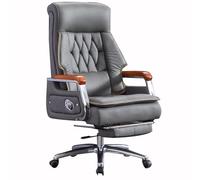 Silla Ejecutiva De Escritorio Grande Y Alta con Reposapiés, Reclinación Ajustable, Función De Elevación Y Cojín De Resortes(Gray)