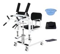 Silla elevadora de pacientes, elevador de transferencia hidráulica para adultos, silla de ducha multifunción con asiento dividido de 180°, silla de ruedas de transferencia de pacientes resistente