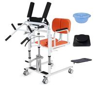 Silla elevadora de pacientes, elevador de transferencia hidráulica para adultos, silla de ducha multifunción con asiento dividido de 180°, silla de ruedas de transferencia de pacientes resistente