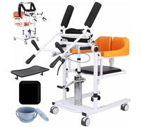 Silla elevadora de traslado para el hogar, silla de ruedas hidráulica para pacientes, máquina multifuncional, con orinal desmontable, asiento abatible a 180°, pacientes parálisis, 200 kg A-Style