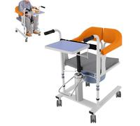 Silla elevadora hidráulica para pacientes, silla de transferencia, altura regulable, capacidad de carga 100 kg, asas antideslizantes, asiento dividido de 180°, silla de ducha (naranja)