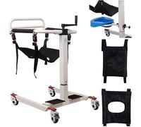 Silla elevadora hidráulica portátil para traslado de pacientes - Sistema de autoservicio con asiento abatible a 180°. Máquina de traslado para ducha, cama e inodoro - Soporta hasta 150 kg.