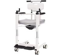 Silla elevadora para traslado de pacientes a domicilio, silla elevadora de ruedas para baño para personas mayores con discapacidad y asiento abatible de 180°, inodoro con bacinilla, ducha e