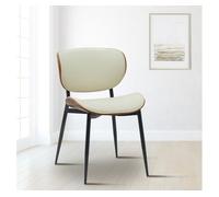 Silla enid con revestimiento de polipiel o tela simil cuero nogal/crema 54x50x80 cm
