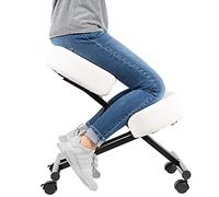 Silla ergonómica con Rodillas, Taburete Ajustable para el hogar y la Oficina, Mejora tu Postura con un Asiento en ángulo, Cojines Gruesos y cómodos, Color Blanco