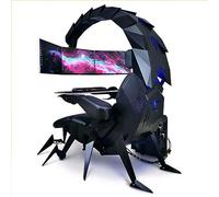 Silla ergonómica de cabina de computadora de ciencia ficción con luces LED RGB, ajustable, giratoria, simulador de carreras, silla deportiva E para oficinas en casa, silla de juego cómoda y elegante