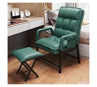 Silla ergonómica de cuero con respaldo ajustable y respaldo alto otomano, sillón reclinable individual, cómodo sillón con acolchado grueso, tamaño verde con otomana.