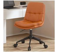 Silla ergonómica de cuero para oficina doméstica 360 ° Swivel Armless Adjustable Height Upholstered Vanity Chair with Rolling Wheels