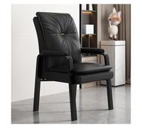 Silla ergonómica de invitados resistente con reposabrazos acolchados para oficina, sala de conferencias, silla ejecutiva de recepción de cuero (Nero)