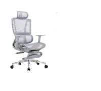 Silla ErgonóMica De Oficina Adecuada para El Hogar Soporte Lumbar para Juegos Respaldo Reclinable CóModo Tela De Malla Transpirable (CojíN De Malla Gris con ReposapiéS)