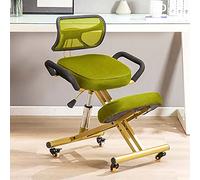 Silla ergonómica de rodillas con soporte para la espalda, taburete alto ajustable con rodillos para el hogar y la oficina, mejora la postura con asiento en ángulo y cojines gruesos