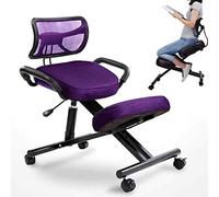 Silla ergonómica de rodillas con soporte para la espalda, taburete de rodillas ajustable en altura con rodillos para el hogar y la oficina, mejora la postura con asiento en ángulo y cojines cómodos
