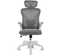 Silla ergonómica DRAIR35 estructura blanca, respaldo de malla, asiento gris, 120 kg