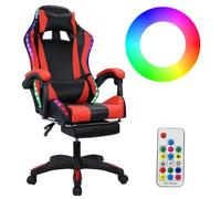 Silla ergonómica para juegos con luces LED, reposapiés y soporte lumbar, silla giratoria ajustable en altura para oficina en casa y juegos, perfecta para adultos y adolescentes