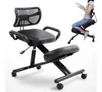 Silla ergonómica para rodillas con respaldo ajustable y rodillos para un mejor apoyo de postura en casa u oficina