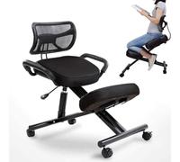 Silla ergonómica para rodillas con respaldo ajustable y rodillos para un mejor apoyo de postura en casa u oficina