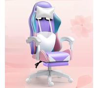 Silla ergonómica para videojuegos con soporte lumbar, reposapiés ajustable, función de masaje, cómodo cojín de látex para oficina y escritorio, diseño mecedor, ideal para adultos