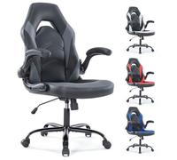Silla ergonómica para videojuegos resistente para oficina en casa con soporte lumbar, respaldo ajustable, reposabrazos abatible y ruedas giratorias estables de 360° para adultos, jugadores