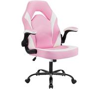 Silla ergonómica para videojuegos resistente para oficina en casa con soporte lumbar, respaldo ajustable, reposabrazos abatible y ruedas giratorias estables de 360° para adultos, jugadores