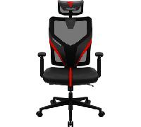 SILLA ERGONÓMICA THUNDERX3 YAMA1 NEGRA CON DETALLES EN ROJO SOPORTE LUMBAR AJUSTABLE Y REJILLA TR YAMA1BR