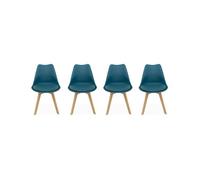 Silla escandinava con patas de madera de haya, set de 4, nils, azul, 47x55x81 cm